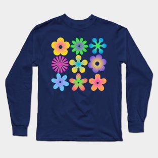 Retro gradient flowers Long Sleeve T-Shirt